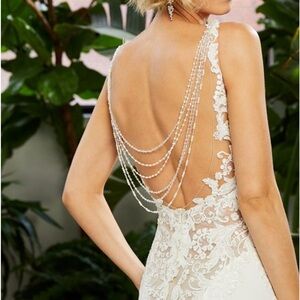 Dress/ plus veil plus back candy pearls and bustling added.